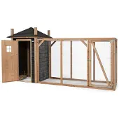 Voldux Hooiberg Mees XL - Kippenhok met ren - Naturel - zwart - 437x150x235 cm