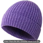 Beanie kinder winter muts paars maat s (0-3) jaar