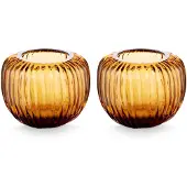 Vt wonen Theelichthouder vtwonen Glass Brown 11 x 9 cm (Set van 2)