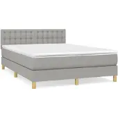 Syfax Boxspring met matras stof lichtgrijs 140x190 cm