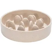 Designed By Lotte Pom Antischrokbak Kat - Slowfeeder kat - Voerbak - Vaatwasserbestendig - Bamboe - Beige - 410 ml