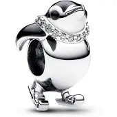 Pandora Zilveren bedel - - Skileraar pinguïn - Zwart - Vrouw - Winter