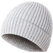 Beanie kinder winter muts grijs maat m (3-8) jaar