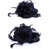 Partyxplosion Mini hoedje haarclip flower (zwart)