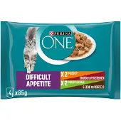 Purina One 12x Kattenvoer Nat Adult Difficult Appitite Kip 4 x 85 gr