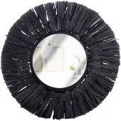 Home Styling Collection - Wandspiegel - Cirkulair - Zwarte Raffia