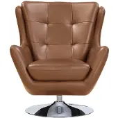 Vente-unique Draaifauteuil van Buffelleer in kameelkleur - ANABA