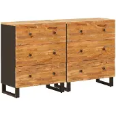 vidaXL Dressoir 2 st 60 x 33 x 75 cm Massief Mango Hout Bruin