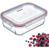 Westmark Vershouddoos + deksel, 370 ml, luchtdicht, oven-/vriezer-/magnetronbestendig, BPA-vrij, glas/kunststof/siliconen, doorzichtig/rood, 234122E1