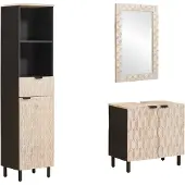 vidaXL Badkamer Sets 3 pcs Witte Was Afwerking Massief Mango Hout