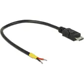 DeLOCK USB Micro-B kabel - 2pin voeding, 15cm, Kabels + Stekkers, Zwart