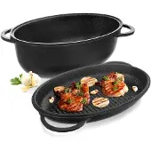 Orion Grande - Granieten Braadpan - 10L - Grilldeksel - Aluminiummengsel