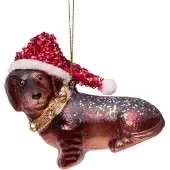 Vondels Kerstornament Glass Little Dachshund Hat 8 cm