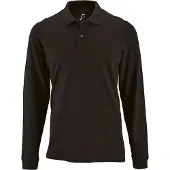 Sols Heren Perfecte Lange Mouw Pique Polo Shirt (Zwart)