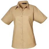 Premier Dames/Dames Popeline Blouse met Korte Mouwen (Khaki)
