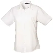 Premier Dames/Dames Popeline Blouse met Korte Mouwen (Wit)