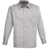 Premier Heren Poplin Formeel Overhemd Met Lange Mouwen (Zilver)