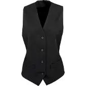 Premier Dames/dames Gevoerde Polyester Taillejas / Barkleding / Catering (Pakket van 2) (Zwart)