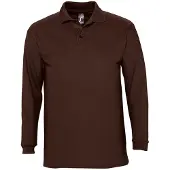 Sols Heren-Winter II Poloshirt met lange mouwen van Piqué katoen (Chocolade)