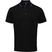 Premier Heren Coolchecker Contrast Pique Poloshirt (Zwart/Paars)
