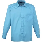Premier Heren Poplin Formeel Overhemd Met Lange Mouwen (Turquoise)