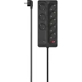Hama Stekkerdoos met schakelaar - 8-voudig - 1,5m kabel - met overspanningsbeveiliging - Zwart