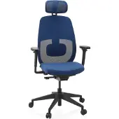 Hjh OFFICE Ergonomische bureaustoel Skandis Pro met hoofdsteun blauw / zwart frame