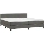 Syfax Boxspring met matras fluweel donkergrijs 200x200 cm