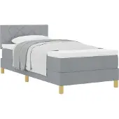 vidaXL Boxspring bed met kussen Lichtgrijs 90 x 190 cm Stof