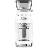 Smeg CGF03WHEU Elektrische Koffiemolen - Koffiebonenmaler - 30 Maalstanden - RVS Kegelmaalwerk - Voor Espresso, Filterkoffie & French Press - 240g Bonenreservoir - '50s Style - Wit