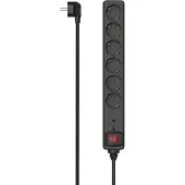 Hama Stekkerdoos met schakelaar - 6-voudig - 1,4m kabel - met overspanningsbeveiliging - Zwart
