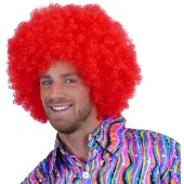 Witbaard Super afro pruik felrood