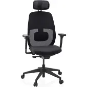Hjh OFFICE Ergonomische bureaustoel Skandis Pro met hoofdsteun zwart / zwart frame