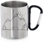 Orion - Stalen Reismok - 350ml - Dubbelwandig - Zwart Karabijnhaak