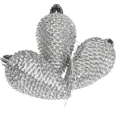 Décoris Dennenappel kerst ornament | | 6 stuks (Zilver)