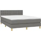 Syfax Boxspring met matras stof donkergrijs 140x190 cm