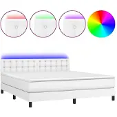 vidaXL Boxspring met matras en LED kunstleer wit 160x200 cm