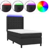 Syfax Boxspring met matras en LED kunstleer zwart 90x200 cm