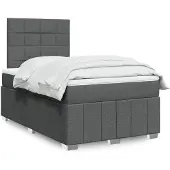 vidaXL Boxspring met matras stof donkergrijs 120x200 cm