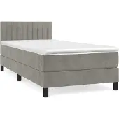 Syfax Boxspring met matras fluweel lichtgrijs 90x190 cm