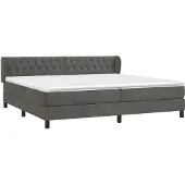 Syfax Boxspring met matras fluweel donkergrijs 200x200 cm