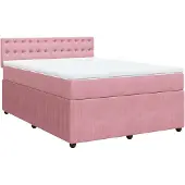 vidaXL Boxspring met matras fluweel roze 140x200 cm