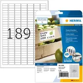 Herma Power-etiketten 10900, 25,4 x 10 mm, 4725 etiketten / 25 A4-vellen, zelfklevend, sterk klevend, wit