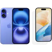 Apple iPhone 16 128GB Blauw + BlueBuilt Screenprotector Glas