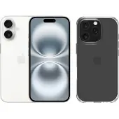Apple iPhone 16 128GB Wit + BlueBuilt Protective Back Cover Transparant