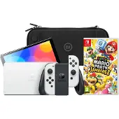 Nintendo Switch OLED Wit + Mario Party Jamboree + BlueBuilt Beschermhoes