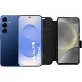 Samsung Galaxy S25 256GB Donkerblauw 5G + BlueBuilt Book Case Zwart