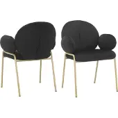 Loft 24 Iwama-Eetkamerstoel - Zwart Fluweel - Set van 2