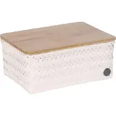 Handed By - Opbergmand met deksel - Mand - Opberger - Speelgoedmand - Woonkamer - Kinderkamer - Babykamer - Top Fit medium high - beige - champagne