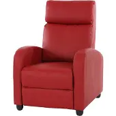 Mendler Televisiefotelstoel Relaxfauteuil Ligstoel Denver, kunstleer ~ rood